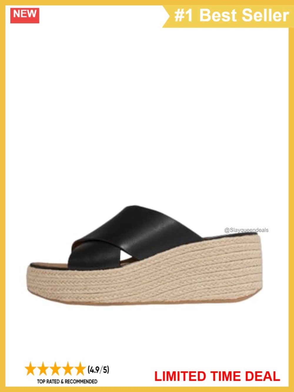 Leather Wedge Cross Slide Espadrille Platform Sandals Cushioned